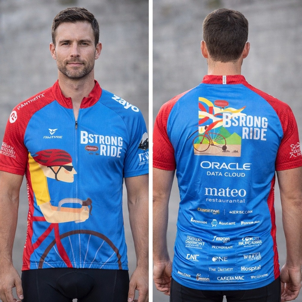 Cuore BStrong Ride Cycling Jersey Mens Small Blue‎ Red Full Zip Short Sleeve S